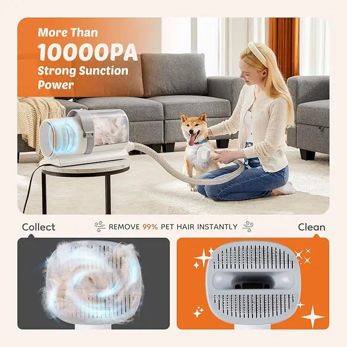 Cordless Pet Grooming Vacuum Kit – 2.5L Dust Cup, 3 Suction Modes, 5 Tools, Low Noise for Dogs & Cats