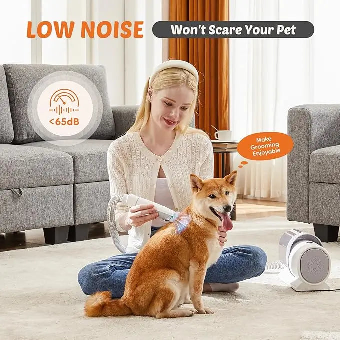 Cordless Pet Grooming Vacuum Kit – 2.5L Dust Cup, 3 Suction Modes, 5 Tools, Low Noise for Dogs & Cats