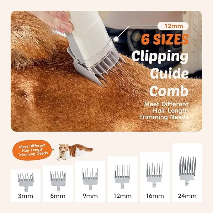 Cordless Pet Grooming Vacuum Kit – 2.5L Dust Cup, 3 Suction Modes, 5 Tools, Low Noise for Dogs & Cats