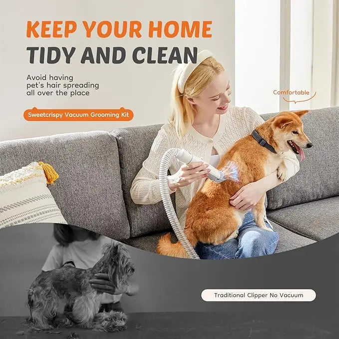 Cordless Pet Grooming Vacuum Kit – 2.5L Dust Cup, 3 Suction Modes, 5 Tools, Low Noise for Dogs & Cats