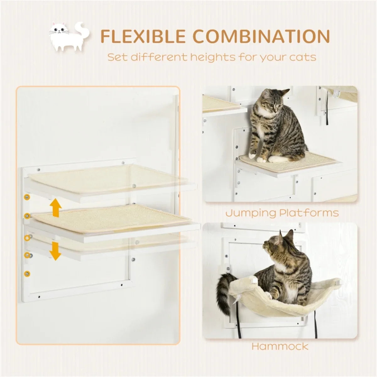 Cat Shelf & Tower Set – Wall-Mounted Climbing Furniture with Toys, Training Aids & Snack Holders