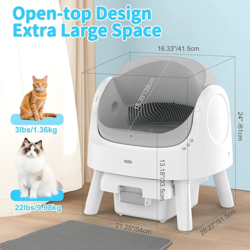 Automatic Self-Cleaning Cat Litter Box – Sensor Activated, Low Noise, Open-Top with Removable Tray