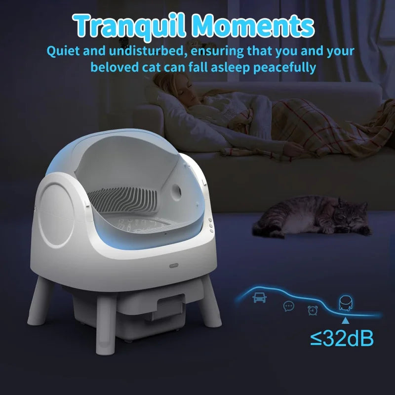 Automatic Self-Cleaning Cat Litter Box – Sensor Activated, Low Noise, Open-Top with Removable Tray