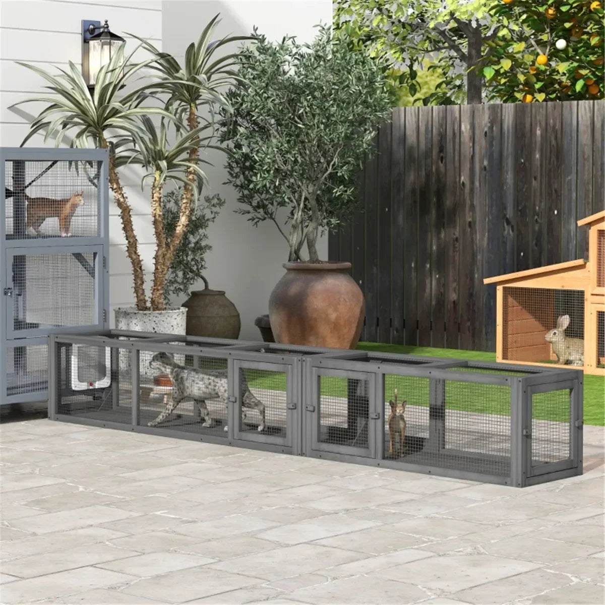 Cozy Cat Nest & Cage Set – Weather-Protected Cat Run with Toys and Training Kit for Indoor/Outdoor Use
