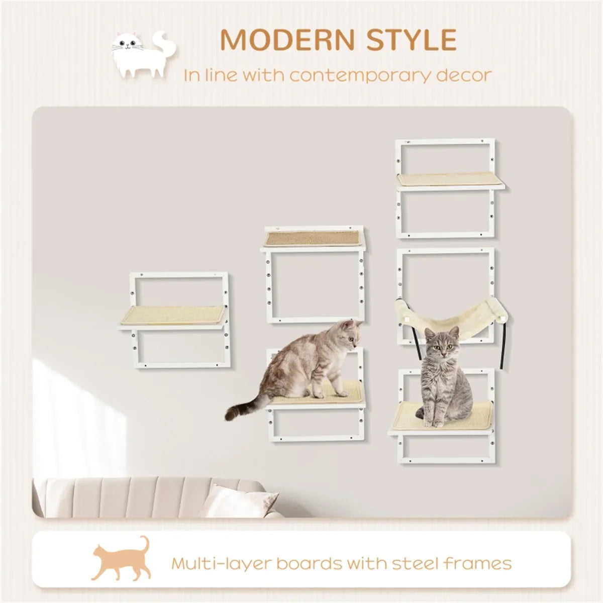 Cat Shelf & Tower Set – Wall-Mounted Climbing Furniture with Toys, Training Aids & Snack Holders