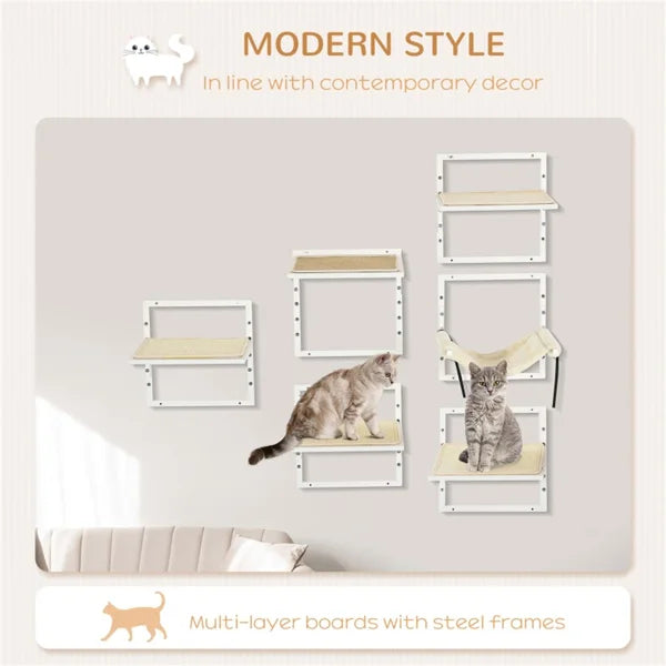 Cat Shelf & Tower Set – Wall-Mounted Climbing Furniture with Toys, Training Aids & Snack Holders