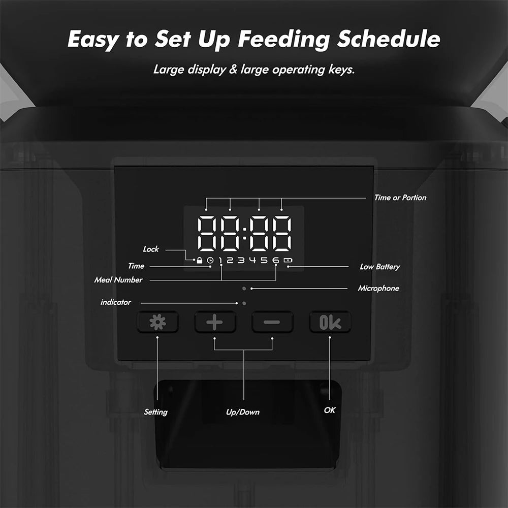 Automatic Pet Feeder – 8L Smart Food Dispenser with Key Control, SUS+ABS Build for Cats & Dogs