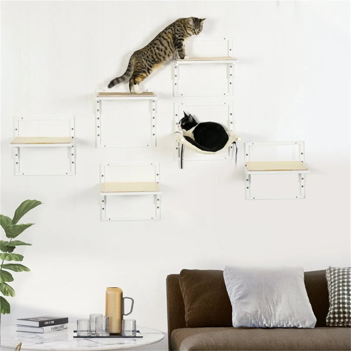 Cat Shelf & Tower Set – Wall-Mounted Climbing Furniture with Toys, Training Aids & Snack Holders