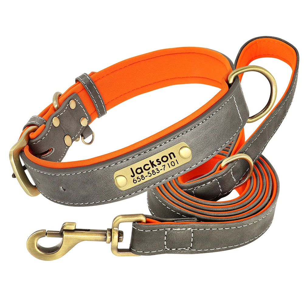 Custom Leather Dog Collar Set