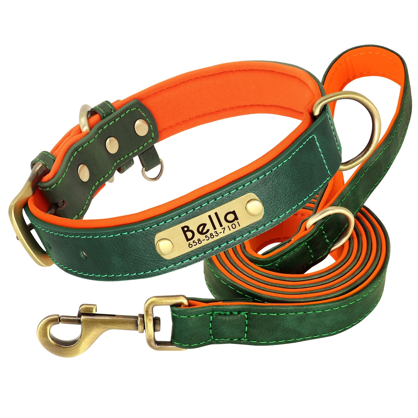 Custom Leather Dog Collar Set