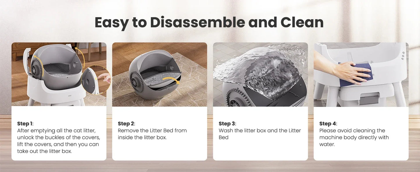 Automatic Self-Cleaning Cat Litter Box – Sensor Activated, Low Noise, Open-Top with Removable Tray