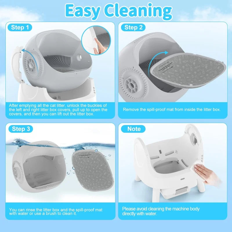 Automatic Self-Cleaning Cat Litter Box – Sensor Activated, Low Noise, Open-Top with Removable Tray