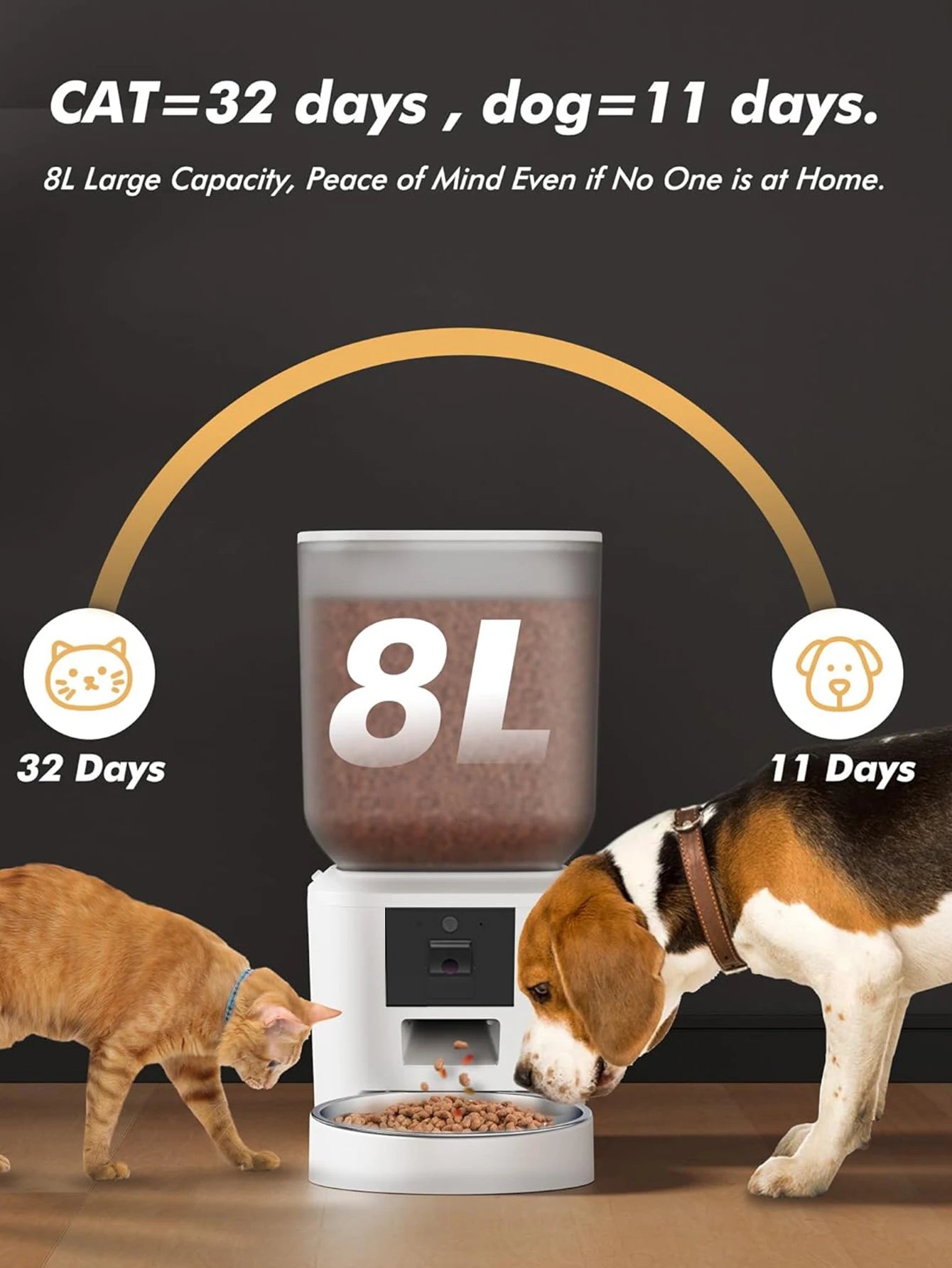 Automatic Pet Feeder – 8L Smart Food Dispenser with Key Control, SUS+ABS Build for Cats & Dogs