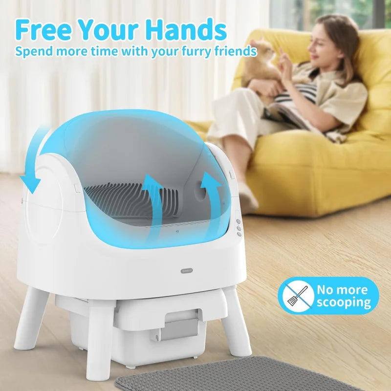 Automatic Self-Cleaning Cat Litter Box – Sensor Activated, Low Noise, Open-Top with Removable Tray