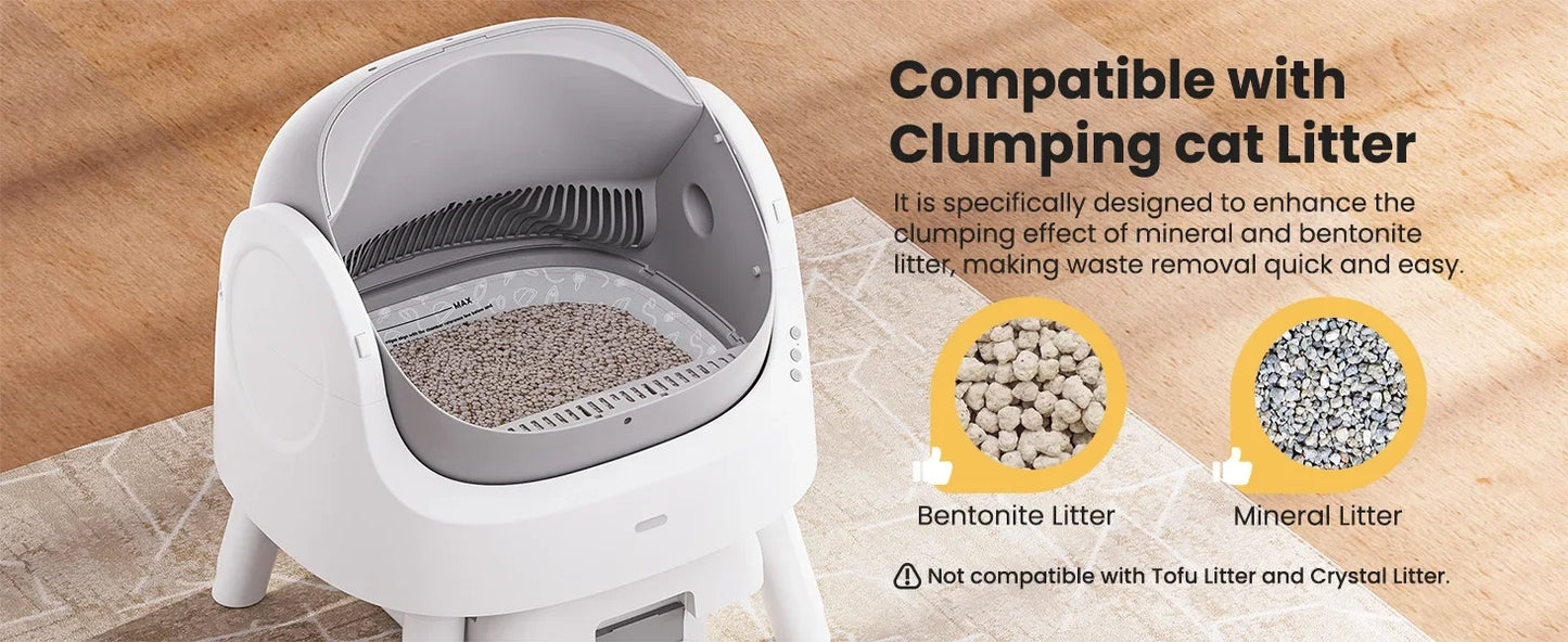 Automatic Self-Cleaning Cat Litter Box – Sensor Activated, Low Noise, Open-Top with Removable Tray