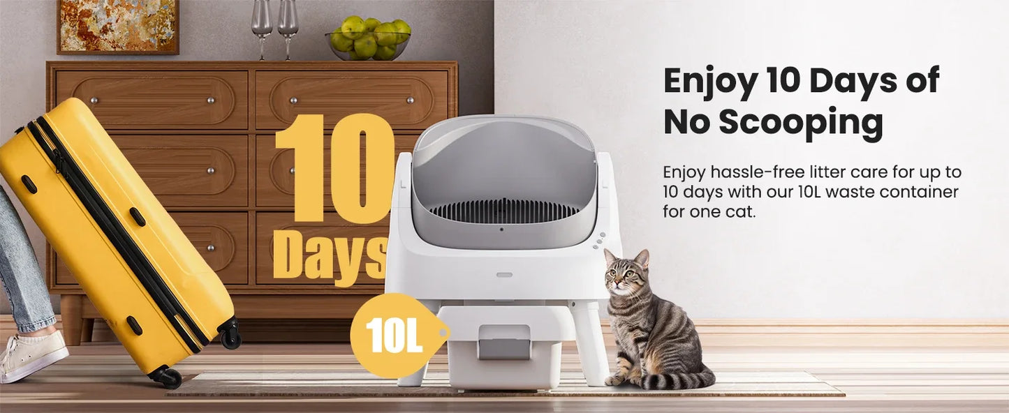 Automatic Self-Cleaning Cat Litter Box – Sensor Activated, Low Noise, Open-Top with Removable Tray