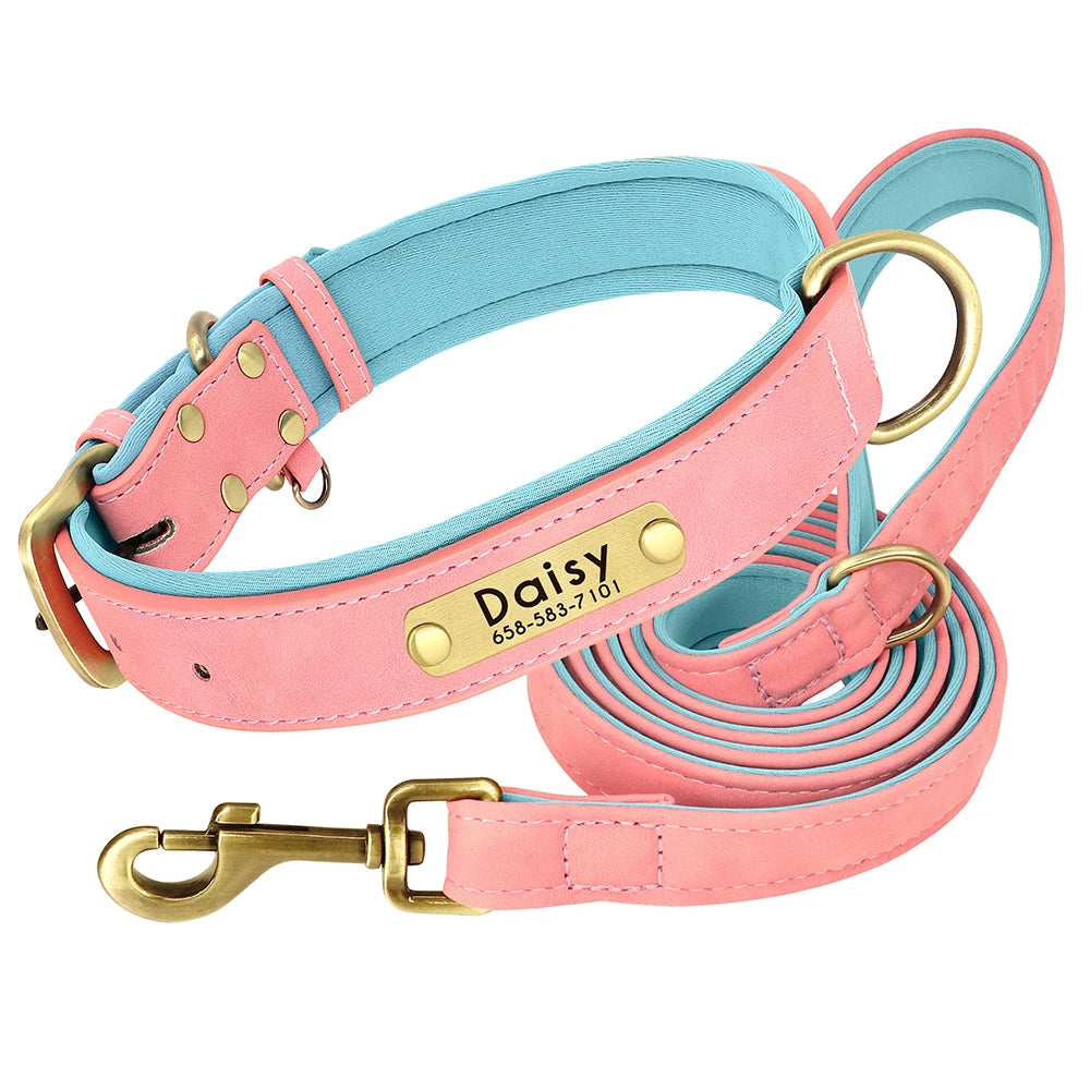 Custom Leather Dog Collar Set