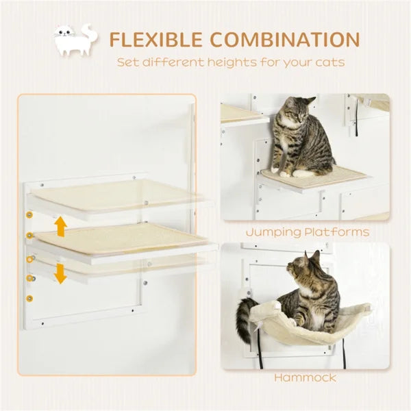 Cat Shelf & Tower Set – Wall-Mounted Climbing Furniture with Toys, Training Aids & Snack Holders