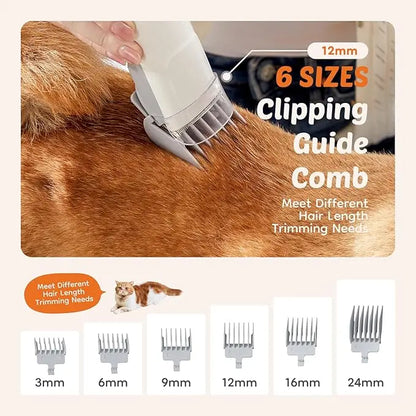 Cordless Pet Grooming Vacuum Kit – 2.5L Dust Cup, 3 Suction Modes, 5 Tools, Low Noise for Dogs & Cats