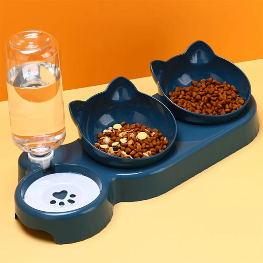 Tilted Cat Feeder Set