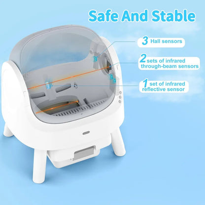 Automatic Self-Cleaning Cat Litter Box – Sensor Activated, Low Noise, Open-Top with Removable Tray