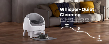 Automatic Self-Cleaning Cat Litter Box – Sensor Activated, Low Noise, Open-Top with Removable Tray