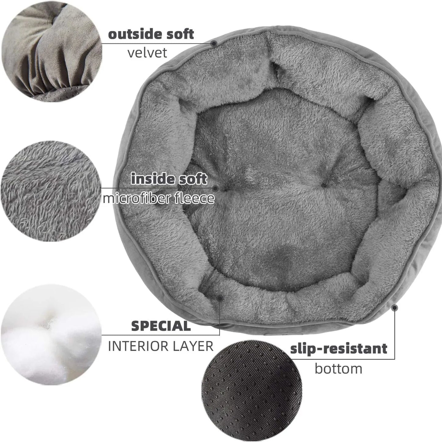 Soft Pet Bed with Non-Slip Base