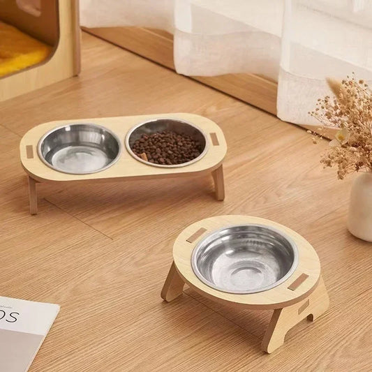Adjustable Wooden Elevated Bowls