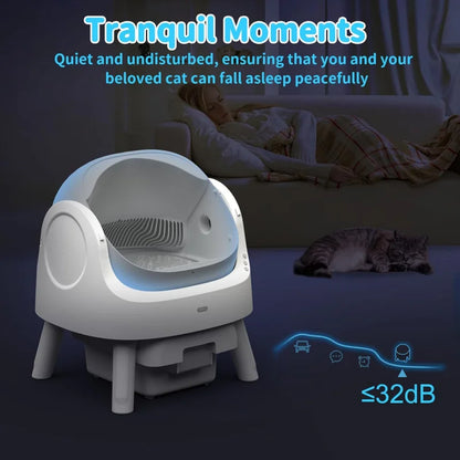 Automatic Self-Cleaning Cat Litter Box – Sensor Activated, Low Noise, Open-Top with Removable Tray