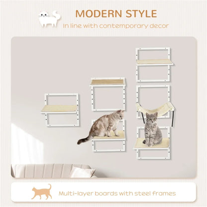 Cat Shelf & Tower Set – Wall-Mounted Climbing Furniture with Toys, Training Aids & Snack Holders
