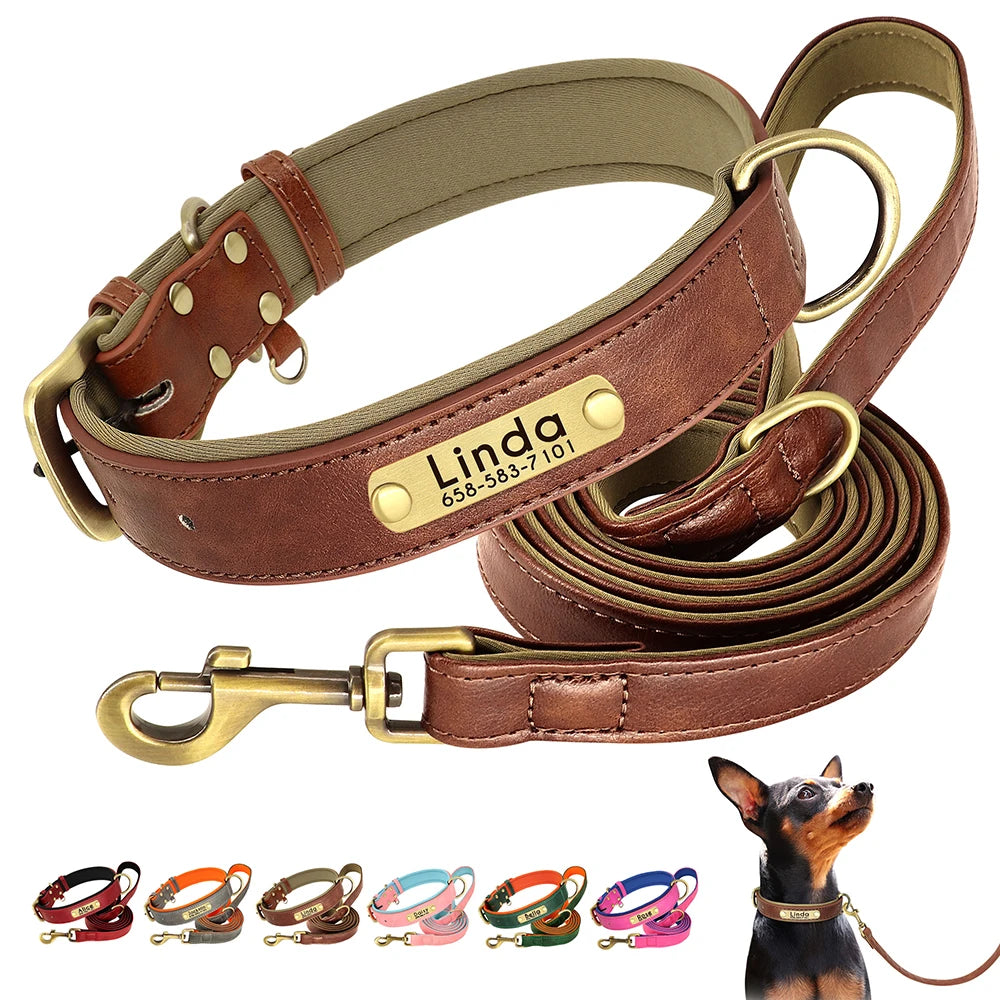 Custom Leather Dog Collar Set