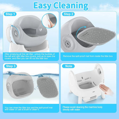 Automatic Self-Cleaning Cat Litter Box – Sensor Activated, Low Noise, Open-Top with Removable Tray