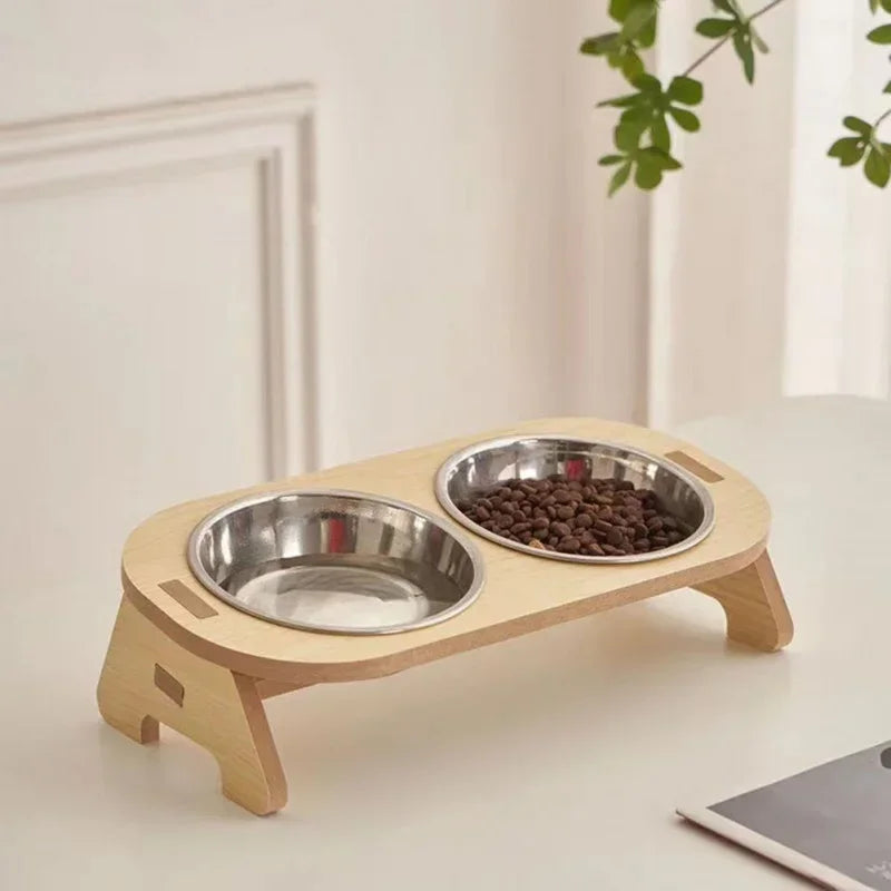 Adjustable Wooden Elevated Bowls