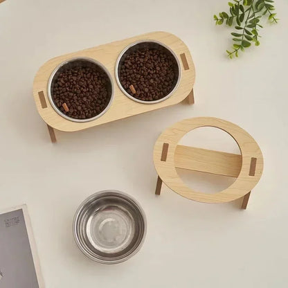 Adjustable Wooden Elevated Bowls