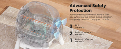 Automatic Self-Cleaning Cat Litter Box – Sensor Activated, Low Noise, Open-Top with Removable Tray
