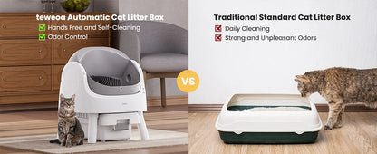 Automatic Self-Cleaning Cat Litter Box – Sensor Activated, Low Noise, Open-Top with Removable Tray