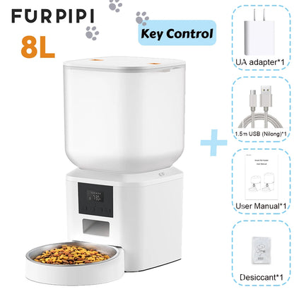 Automatic Pet Feeder – 8L Smart Food Dispenser with Key Control, SUS+ABS Build for Cats & Dogs